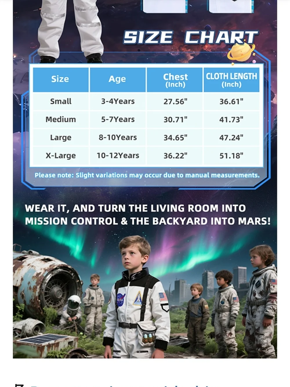 Kids Astronaut Costume for Boys Girls Space Jumpsuit